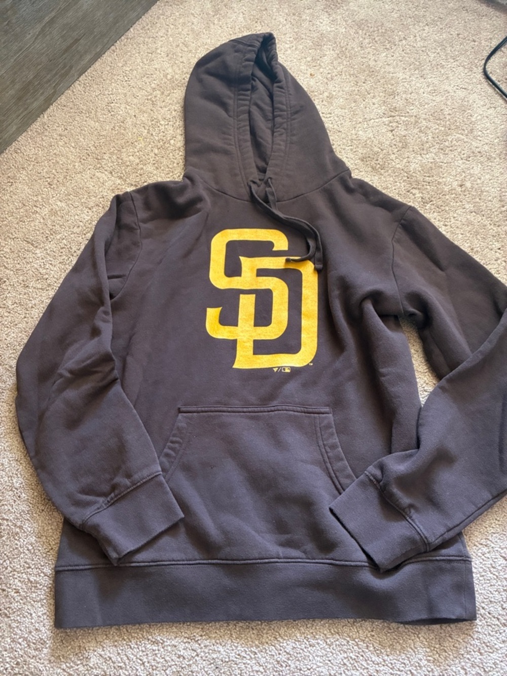Fanatics Brown Crewneck Hoodie with Yellow SD Logo PADRES